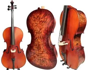 Stradivari DAINA Profesionalus Meistras Paukščio akies 4/4 Cello nemokamai anglies pluošto atveju