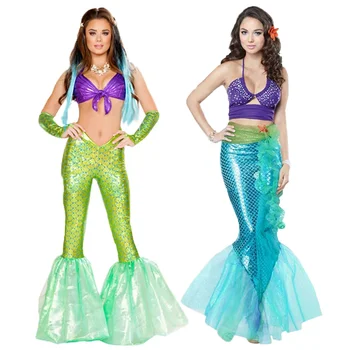 Suaugusiųjų Moterų Sexy Deluxe Mermaid Fantazijos Kostiumai Helovinas Šalis Vakare Šalies Scenos Drabužiai