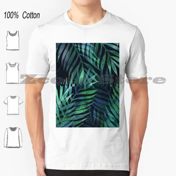 Tamsiai Žali Lapai, Modelis 100% Medvilnės, Vyrai Ir Moterys, Minkštas Mados T-Shirt Palmių Žalia Tamsiai Modelis Palieka Gamtos Natūralių Palmių