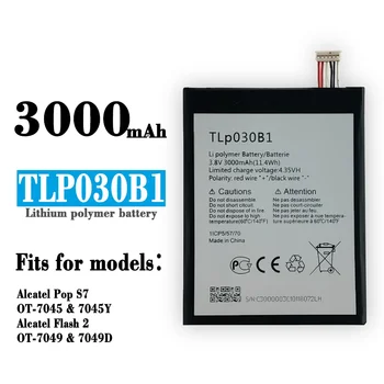 TLP030B1 TLP030B2 Baterija Alcatel Pop S7 Flash Plius 2 II OT-7049D-7045 7049D 7045Y 3000mAh Mobiliojo Telefono Baterijas