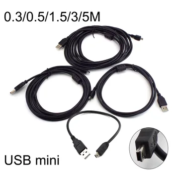USB Mini įkrovimo Įkroviklis Duomenų Kabelis linija, 0.3/0.5/3M T port jungtys išplėsti Automobilių DVR Skaitmeninio Fotoaparato laidas 5M didelis kiekis