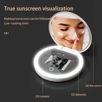 UV Kosmetinis Veidrodis, 2X Didinamąjį Veidrodėliai Apšviesta Ekrano Veidrodis Persirengimo Nešiojamų Kosmetikos Makiažo Veidrodėliai Smart Makiažo Veidrodėliai