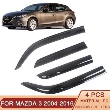 Už Mazda 3 2004-2016 Automobilių Šoninių Langų Skydelius Nuo Saulės Lietaus Apsaugas Atspalvį Shield Pastogę Raštas Padengti Apdaila Rėmo Lipdukas Priedai