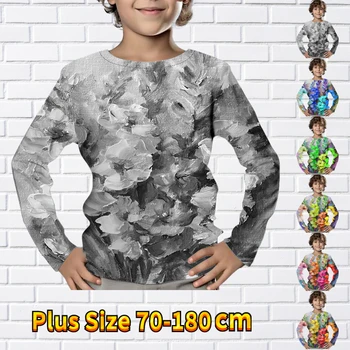 Vaikai Mados Drabužių Rudens-Žiemos Berniukai Tendencija Viršūnes Įgulos Kaklo T-shirt Naujas Dizainas, Spausdinimo ilgomis Rankovėmis Vaikų Negabaritinių Tee