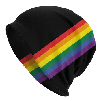 Vaivorykštė Pasididžiavimas LGBT Skullies Beanies Skrybėlę Atsitiktinis Slidinėjimo Unisex Kepurės Šiltas Galvos Wrap variklio Dangčio Megzta kepurė