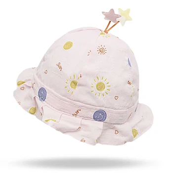 Vasaros, Pavasario Baby Sun Skrybėlę Reguliuojamas Kūdikių Kibirą Skrybėlės Mergina Paplūdimio Panama Minkštas Nėriniai-up Žvaigždžių Vaikai Žvejys Bžūp Priedai