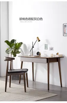 Visą medžio masyvo stalas, smulkūs namų apyvokos kompiuterio stalas, Šiaurės minimalistinio baltasis vaškas medienos rašomasis stalas, biuro stalas