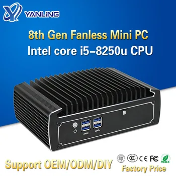 Yanling Ventiliatoriaus Stalinis Kompiuteris Intel Core i5 8250u 4k Mini PC Dual Nic Barebone Nvidia i9 Plonas Klientas palaiko 3G 4G Modulis