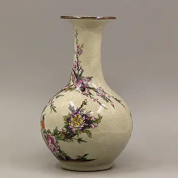 Čing Dinastijos Qianlong Gėlių ir Paukščių Pink Peony Vazos, Senoviniai Porceliano Namų Puošybai Antikvarinių ir Senovinių Kolekcija