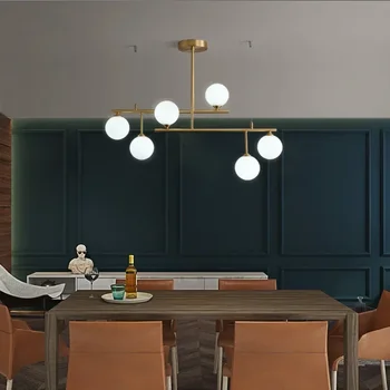 Žalvario Spalvos Modernios LED Šviestuvo Stiklo Kamuolys Lubų Kabo Žibintai Gyvenimo Valgomasis Art Deco Apšvietimas Šviestuvai Virtuvė